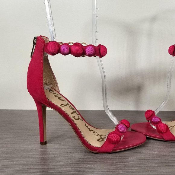 Sam Edelman Addison Pom Pom Heel Pump, Pink Leather, Womens Size 5 M / 35 - Picture 6 of 12